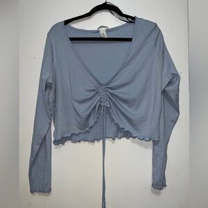 H&M Women's Light Blue Ruched Crop Top